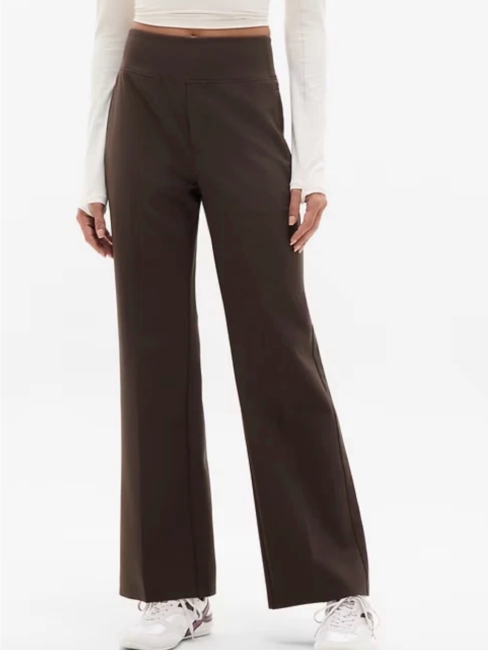 Athleta Endless Flare Pant Women Size 10 High Rise Truffle Brown Travel Work NWT